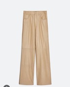 Spodnie skórzane 100% skóra naturalna beżowe na jesień premium Uterque S/26