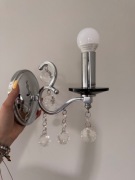 Kryształowe kinkiety komplet metalowe srebrne glamour z czarnym akcentem 