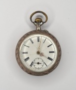 Srebrny kieszonkowy zegarek cylindre 6 rubis. SPRAWNY