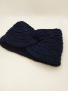 Damska granatowa opaska; turban; rękodzieło