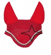 nauszniki dla koni full czerwone z cekinami