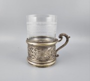 Podstakannik Henniger XIX wiek z oryginalna szklanką