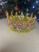 Korona tiara diadema mała złota z kryształkami