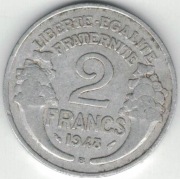 Francja Republika 2 franki francs 1948 B nr 2