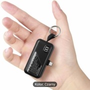 Nowy Mini PowerBank ,5000Mah , brelok , black , kabel usb -C