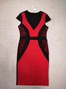 Nowa elegancka czerwona czarna ołówkowa sukienka jak koronkowa 40 42
