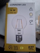 IKEA żarówka LED E27 150 lumenów LUNNOM kula przezroczysta 2 sztuki 