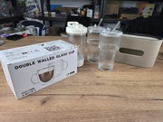 Zestaw domowy 2x szklanki, 2x bidon szklany, shaker, pojemnik