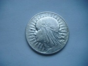 POLSKA MONETA 5 zł  1933 r. GŁOWA KOBIETY JADWIGA (SREBRO ) zzm