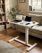 Stolik najazdowy Vasagle regulowany 65-102 cm na kółkach 80x45 cm biały