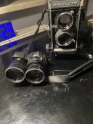 Mamiya c330, dwa zestawy obiektywów, grip, statyw 