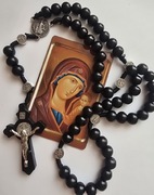 Drewniany Różaniec z Magnesem na lodówkę Matka Boża z Jezusem Medjugorje(T)