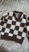 Sweter szachownica S 170 cm