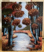 obraz ręcznie malowany las 50x60cm