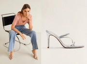 MANGO klapki srebrne szpilki SKÓRA naturalna NOWE 39