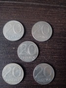 Monety PRL. 20zł. 5 sztuk . Różne roczniki 