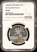 10 ZŁ 2002, JAN PAWEŁ II PONTIFEX MAXIMUS NGC PF69  #47