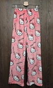 Hello Kitty spodnie piżamowe dresowe różowe koralowe od ręki 