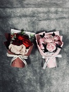 Mini bukiety z mydlanych róż czerwony i różowy - komplet