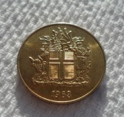 Islandia Ísland Republika ISJ 2 korony krónur 1963 KM# 13a.1 Ładny stan