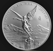Meksykańska bogini wolności 2023 - 5 oz, uncji Ag 999. 