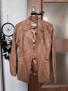 Kurtka brązowa beżowa skórzana skóra prawdziwa OuterEdge Rozmiar S