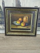 Obraz olejny – martwa natura z owocami – J. Vos – certyfikat