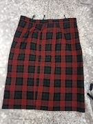 Spódnica midi  czerwona krata podszewka klasyczna, 52 Cavita