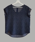 Damska elegancka bluzka granatowa wiskoza z krótkim rękawem Bonprix 38/M