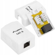 Gniazdo internetowe natynkowe kat.6 RJ45 Lanberg - nowe, białe.