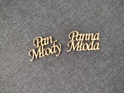 Drewniane napisy pary młodej