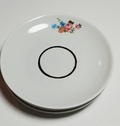 Cztery spodki pod filiżanki, zloty okrąg, kwiatuszki, DOBRUSZ