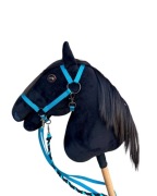 Hobby horse czarny koń na kiju realistyczny A4