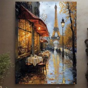 Obraz  - Reprodukcja na płótnie: Ulica Paryska Wieża Eifla drewniana ramka