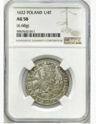 Ort (18 groszy) 1622 Bygoszcz Zygmunt lll Waza NGC AU58  Ładny 