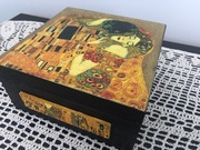 Pudełko kuferek, szkatułka Klimt decoupage, 