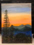 Akryl na płótnie pt. "Wieczorna mgła nad górami" 30x40