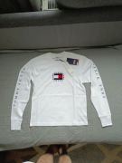 Tommy Jeans biały longsleeve z flagą „Since 1985” XXS – idealny basic!