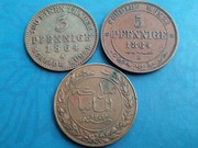 Niemcy Anhalt Saksonia 3 fenigi i 5 Fenigów,  1 Pesa 1890 rok