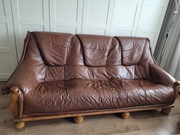 Skórzany komplet wypoczynkowy na stelażu dębowym 3 + 2