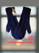 Rękawiczki z jednym palcem. Rękodzieło. Norweska wełna. 