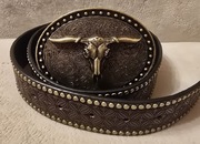 Skórzany pasek BYK RODEO Buhaj dla Hodowcy Bydła.