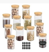 Słoiki bambusowe 12 sztuk z pokrywką bambusową, 150 ml