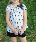 Bluzka krótki rękaw w sarenki z kokardą 3 lata+