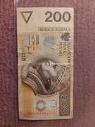 Banknot 200 zł ciekawy numer 222 + trzy 8