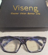 Okulary damskie do komputera zerówki Viseng niebieska panterka.