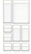 Zestaw organizerów do szuflad 4 rozmiary przezroczyste 9 elementów