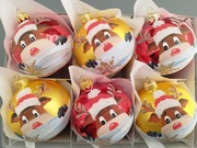 Bombki choinkowe ręcznie malowane, szkło, 8 cm. komplet 6 sztuk