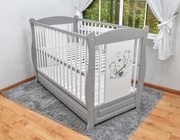 Drewniane łóżeczko/tapczan z szufladą MASZA szare 120x60cm