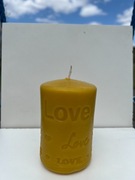 Walec LOVE  świeca z naturalnego wosku pszczelego